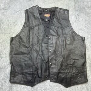 Cripple Creek Vest Mens 2XL Black Biker Western Rider Motorcycle Leather Vintage